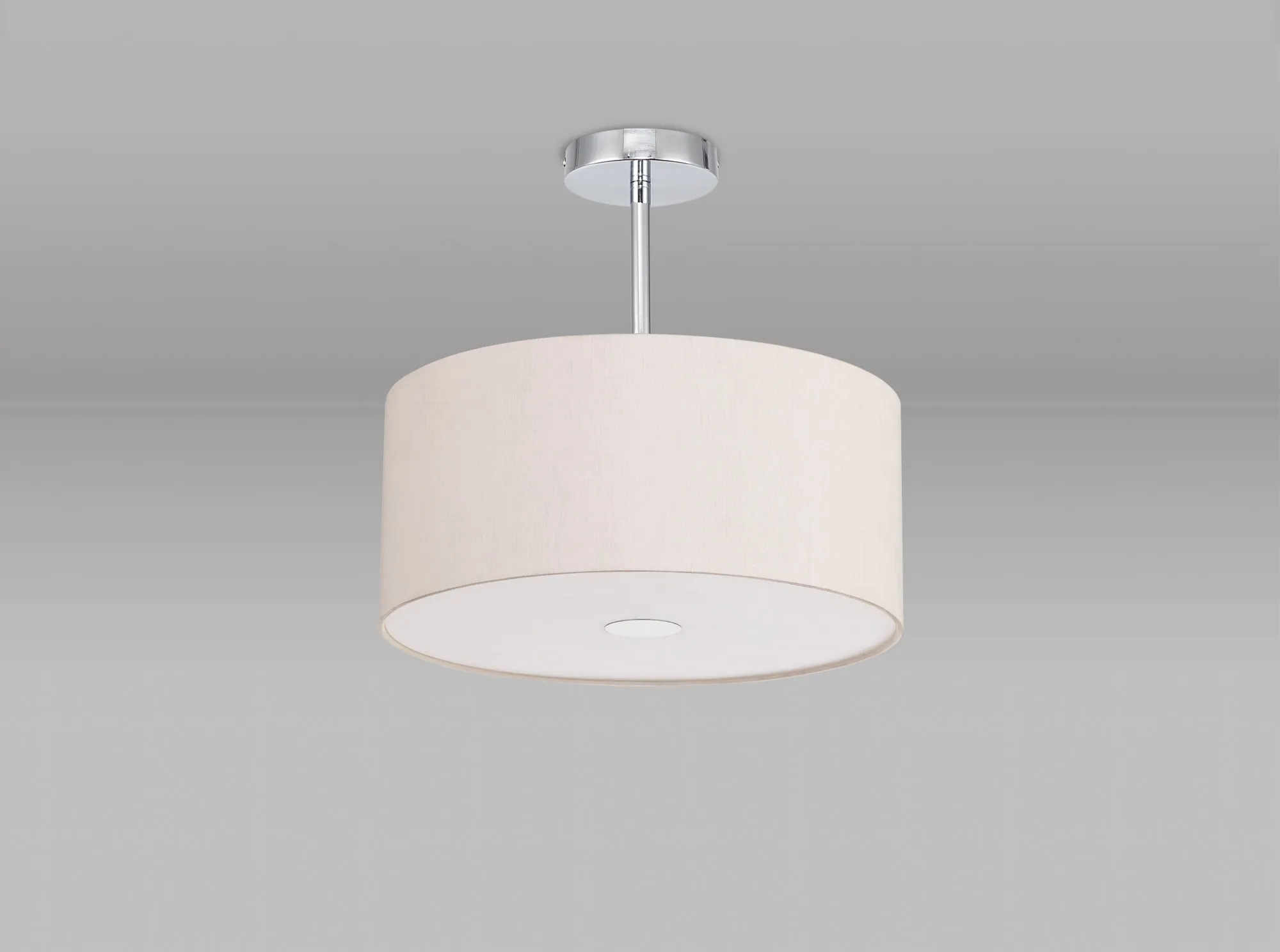Baymont 40cm Semi Flush 1 Light Polished Chrome, Nude Beige/Moonlight, Frosted Diffuser DK0096  Deco Baymont CH NU